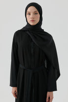 Etnik Şal Desenli Nida Naturel Şal - Siyah TUGBA