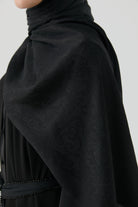 Etnik Şal Desenli Nida Naturel Şal - Siyah TUGBA