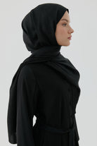 Etnik Şal Desenli Nida Naturel Şal - Siyah TUGBA