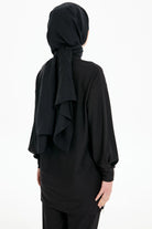 Fermuar Yırtmaçlı Örme Tunik Pantolon Takım - Siyah TUGBA