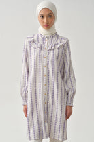 Fırfır Detaylı Bileği Lastikli Tunik - Lila TUGBA