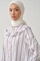 Fırfır Detaylı Bileği Lastikli Tunik - Lila TUGBA