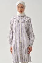 Fırfır Detaylı Bileği Lastikli Tunik - Lila TUGBA