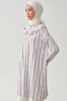 Fırfır Detaylı Bileği Lastikli Tunik - Lila TUGBA