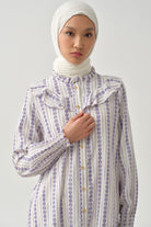 Fırfır Detaylı Bileği Lastikli Tunik - Lila TUGBA