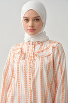 Fırfır Detaylı Bileği Lastikli Tunik - Oranj TUGBA