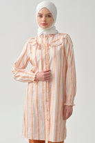 Fırfır Detaylı Bileği Lastikli Tunik - Oranj TUGBA