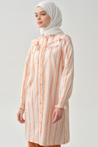 Fırfır Detaylı Bileği Lastikli Tunik - Oranj TUGBA