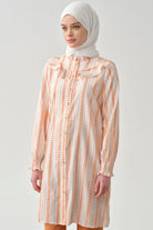 Fırfır Detaylı Bileği Lastikli Tunik - Oranj TUGBA