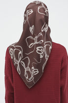 Fiyonk Desenli Twill İpek Eşarp - Bordo TUGBA