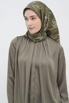 Fiyonk Desenli Twill İpek Eşarp - Mint TUGBA