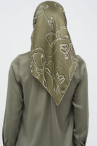 Fiyonk Desenli Twill İpek Eşarp - Mint TUGBA