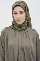 Fiyonk Desenli Twill İpek Eşarp - Mint TUGBA