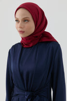 Floral Desen Kenar Detaylı Stil Eşarp - Bordo TUGBA
