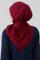 Floral Desen Kenar Detaylı Stil Eşarp - Bordo TUGBA