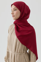 Floral Desen Pamuk Şal - Bordo TUGBA