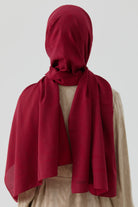 Floral Desen Pamuk Şal - Bordo TUGBA