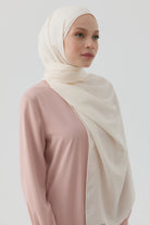 Floral Desen Pamuk Şal - Ekru TUGBA