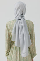 Floral Desen Pamuk Şal - Gümüş TUGBA