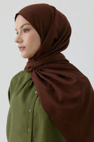 Floral Desen Pamuk Şal - Kahve TUGBA