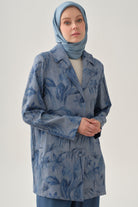 Floral Desenli Ceket - İndigo TUGBA