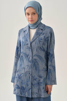Floral Desenli Ceket - İndigo TUGBA