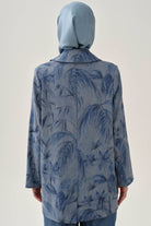 Floral Desenli Ceket - İndigo TUGBA