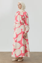 Floral Desenli Godeli Etek - Pembe TUGBA