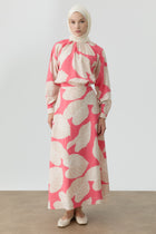 Floral Desenli Godeli Etek - Pembe TUGBA