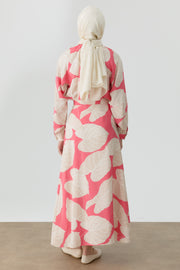 Floral Desenli Godeli Etek - Pembe TUGBA