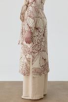 Floral Desenli Keten Trençkot - Bej TUGBA