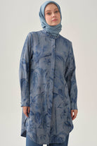 Floral Desenli Tunik - İndigo TUGBA