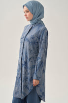 Floral Desenli Tunik - İndigo TUGBA