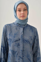 Floral Desenli Tunik - İndigo TUGBA