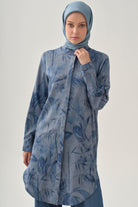 Floral Desenli Tunik - İndigo TUGBA