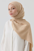 Floral Jakar Naturel Şal - Bej TUGBA