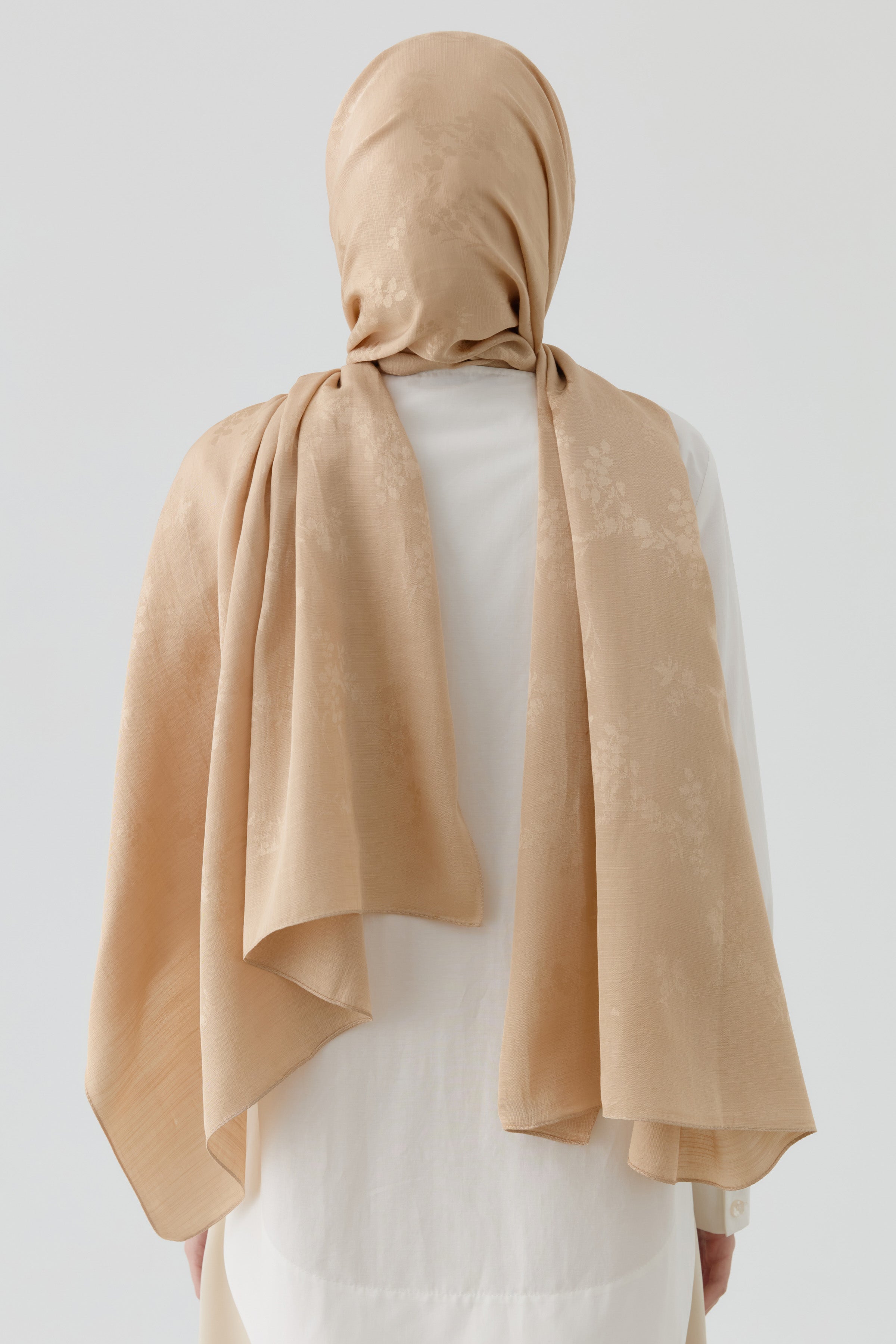 Floral Jakar Naturel Şal - Bej TUGBA