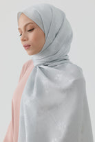 Floral Jakar Naturel Şal - Gümüş TUGBA