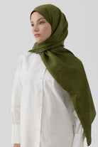 Floral Jakar Naturel Şal - Haki TUGBA