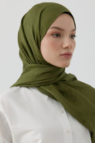 Floral Jakar Naturel Şal - Haki TUGBA