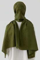 Floral Jakar Naturel Şal - Haki TUGBA