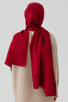 Floral Jakar Naturel Şal - Kırmızı TUGBA