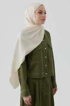 Floral Jakar Naturel Şal - Krem TUGBA