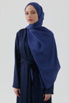 Floral Jakar Naturel Şal - Lacivert TUGBA