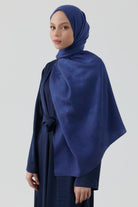 Floral Jakar Naturel Şal - Lacivert TUGBA