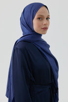 Floral Jakar Naturel Şal - Lacivert TUGBA