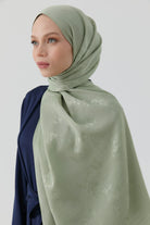 Floral Jakar Naturel Şal - Mint TUGBA