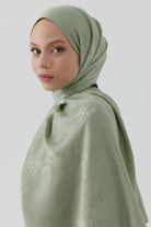 Floral Jakar Naturel Şal - Mint TUGBA