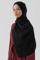 Floral Jakar Naturel Şal - Siyah TUGBA