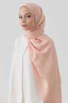 Floral Jakar Naturel Şal - Somon TUGBA